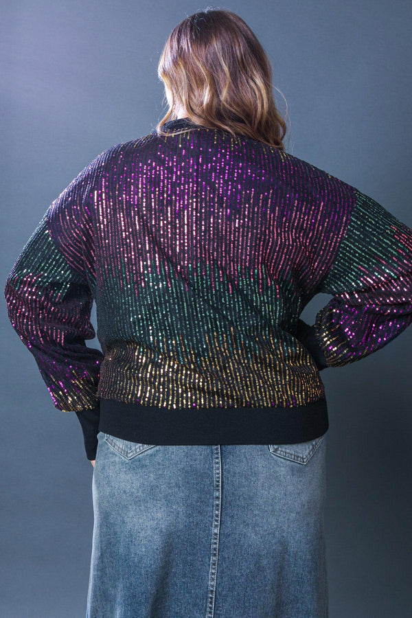 ENTERTAIN ME SEQUIN BOMBER JACKET.