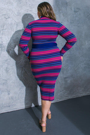 NOTEWORTHY SHINE SWEATER MIDI DRESS.