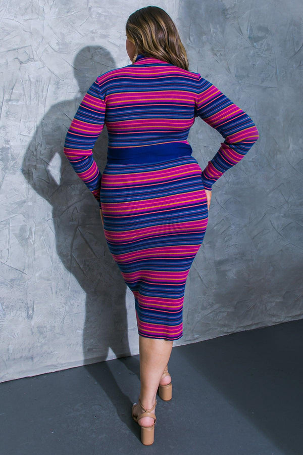 NOTEWORTHY SHINE SWEATER MIDI DRESS.