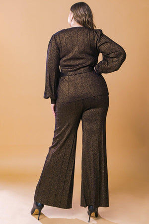 STUNNING STANCE METALLIC SWEATER TUNIN AND PANT SET.