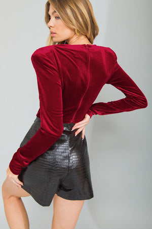 CONTINUE THIS JOURNEY VELVET CROP TOP.