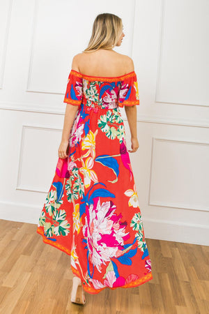 STEALING SUNSHINE FLORAL HI-LO DRESS.