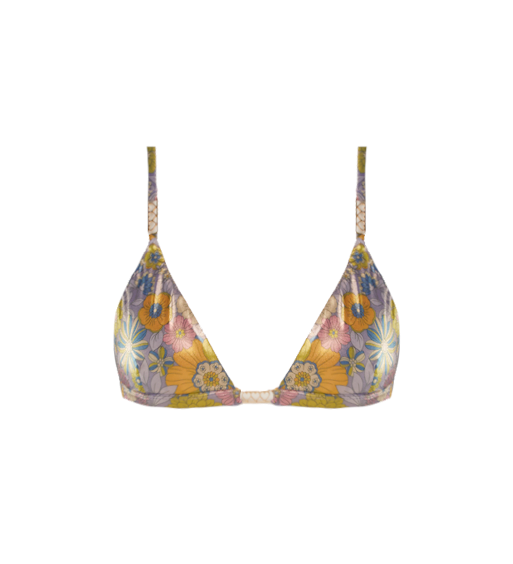 Dalia Metallic Flowers Bikini Top