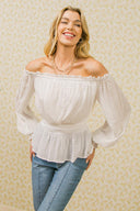MIDNIGHT ROMANCE WOVEN TOP.
