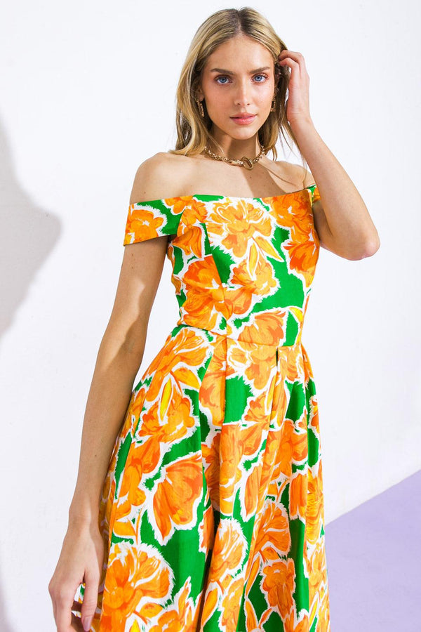 WHERE I WANT TO BE TWILL MIDI DRESS.