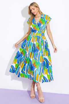 SUMMER MIRAGE WOVEN MIDI DRESS.