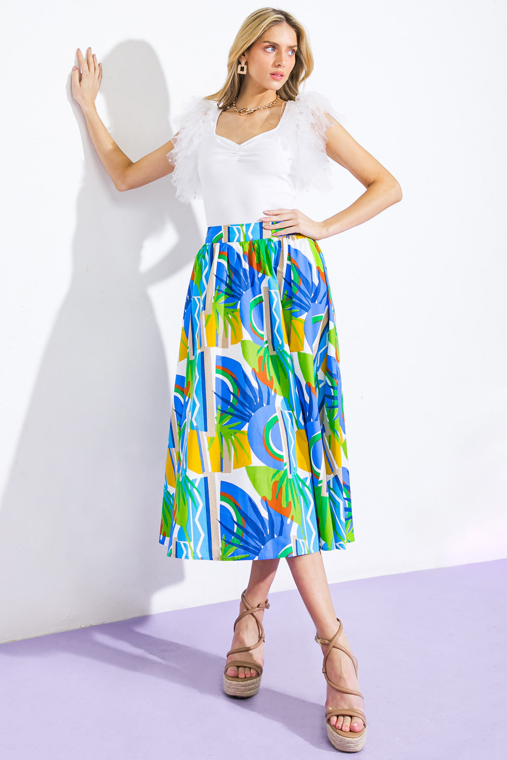 ARE WE THERE YET WOVEN MIDI SKIRT