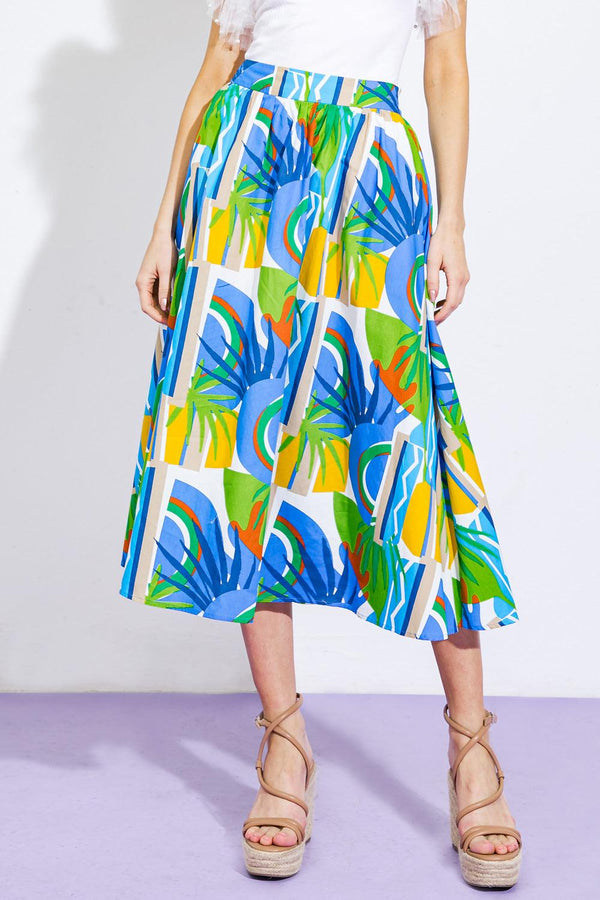 ARE WE THERE YET WOVEN MIDI SKIRT.