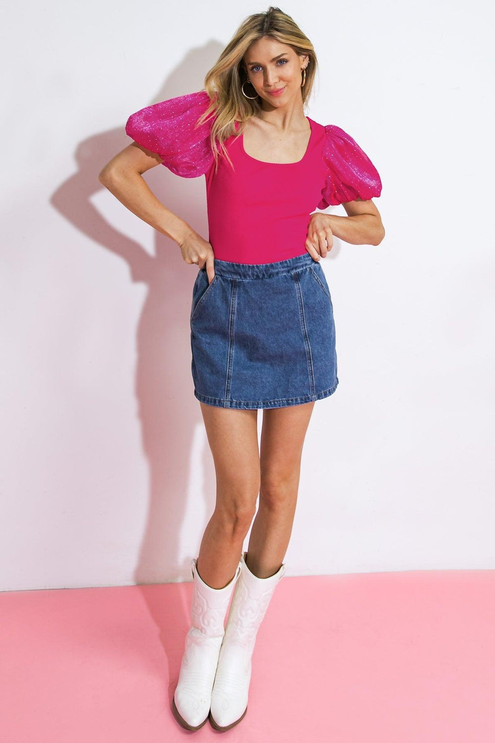 MOMENTS IN LOVE DENIM SKORT.