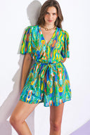 IN MY HAPPY PLACE WOVEN ROMPER.
