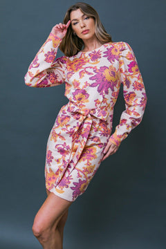 ENJOY THE VIEW SUNSET SWEATER MINI DRESS.