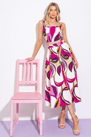 COCKTAIL CLUB WOVEN TWILL TOP AND SKIRT.