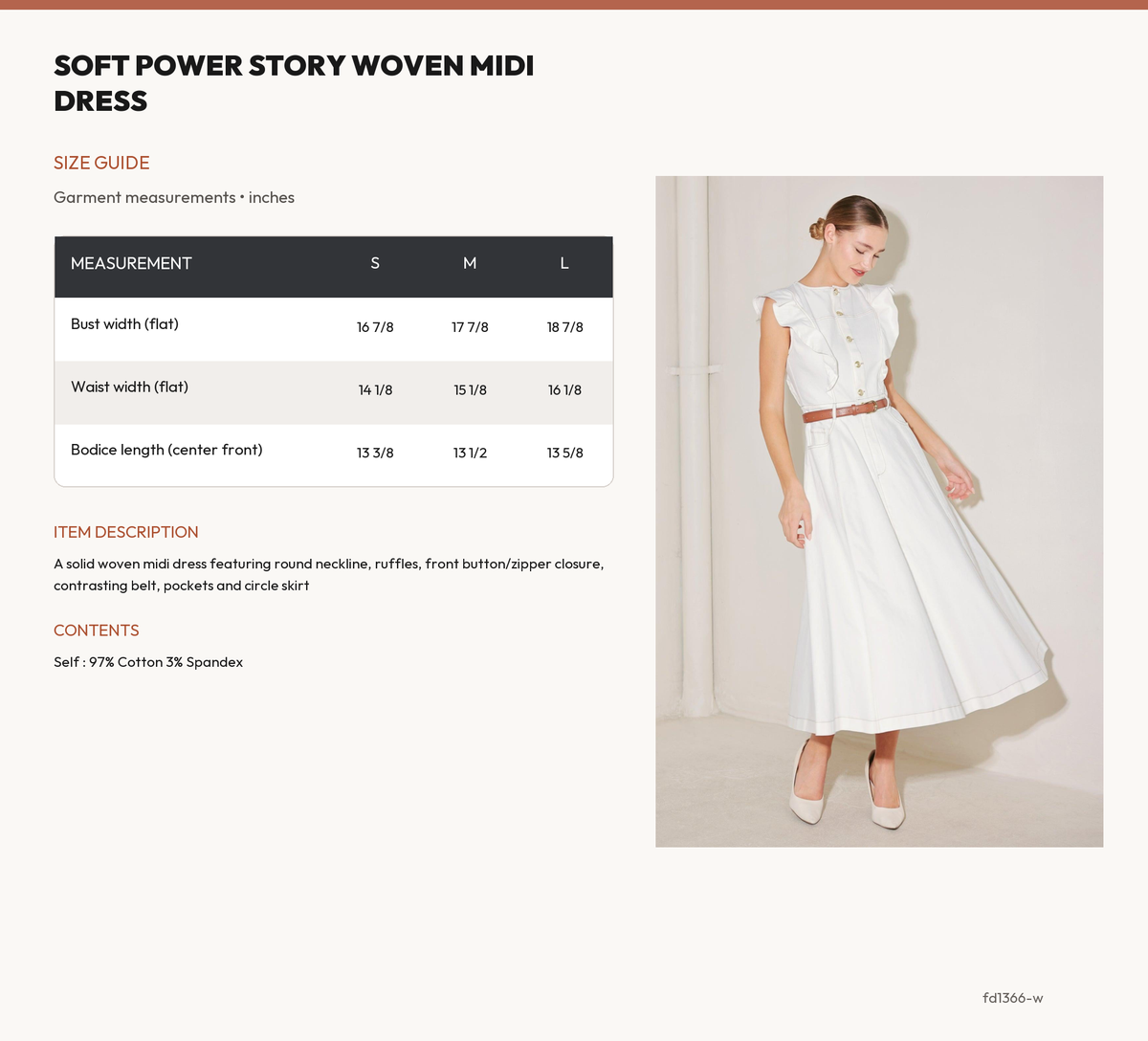 SOFT POWER STORY WOVEN MIDI DRESS size chart