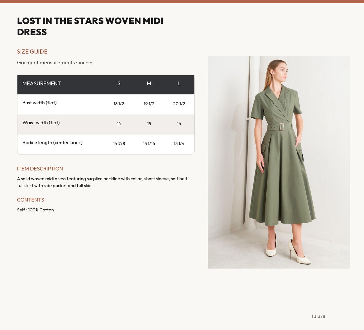 LOST IN THE STARS WOVEN MIDI DRESS size chart