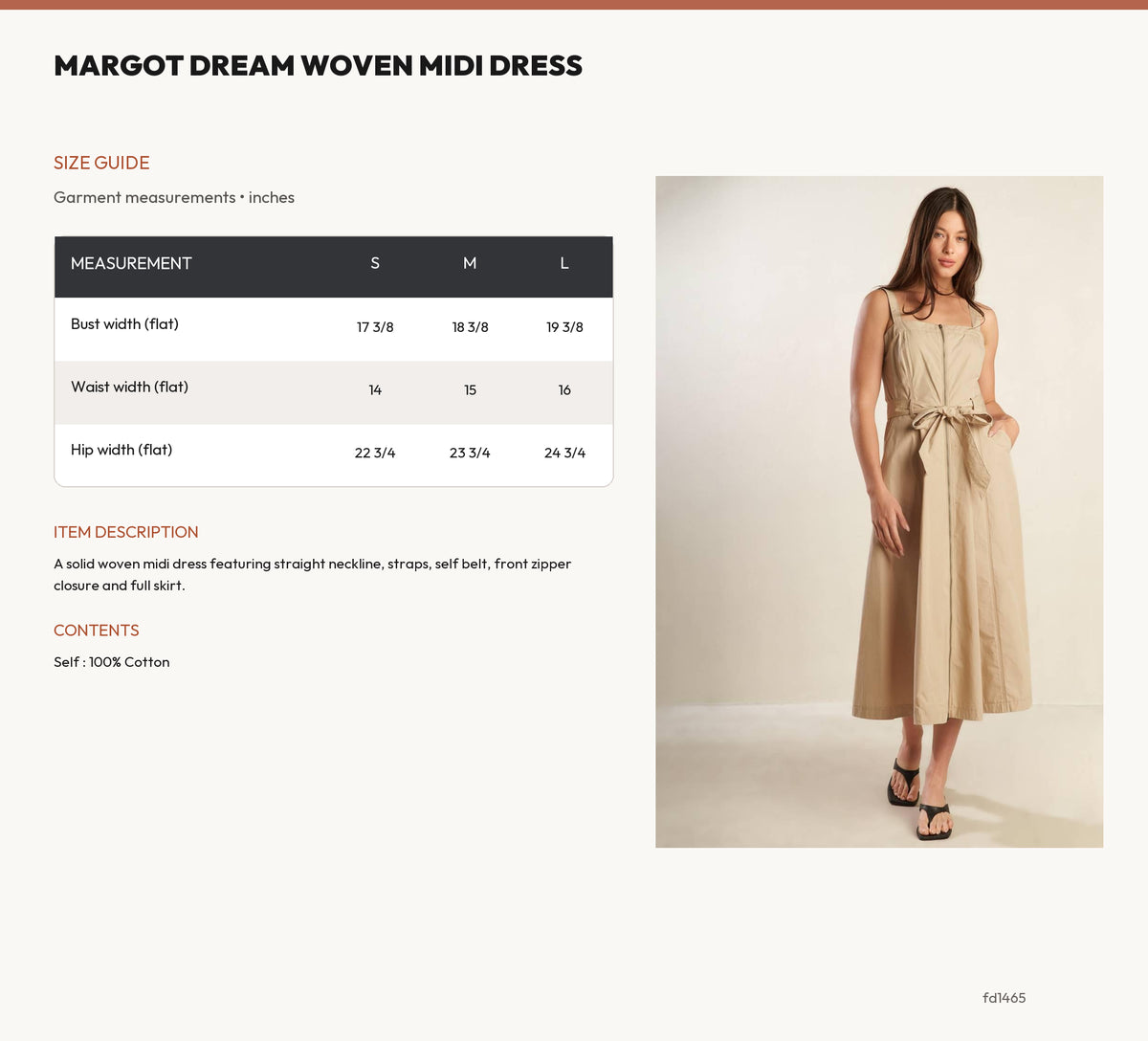 MARGOT DREAM WOVEN MIDI DRESS size chart