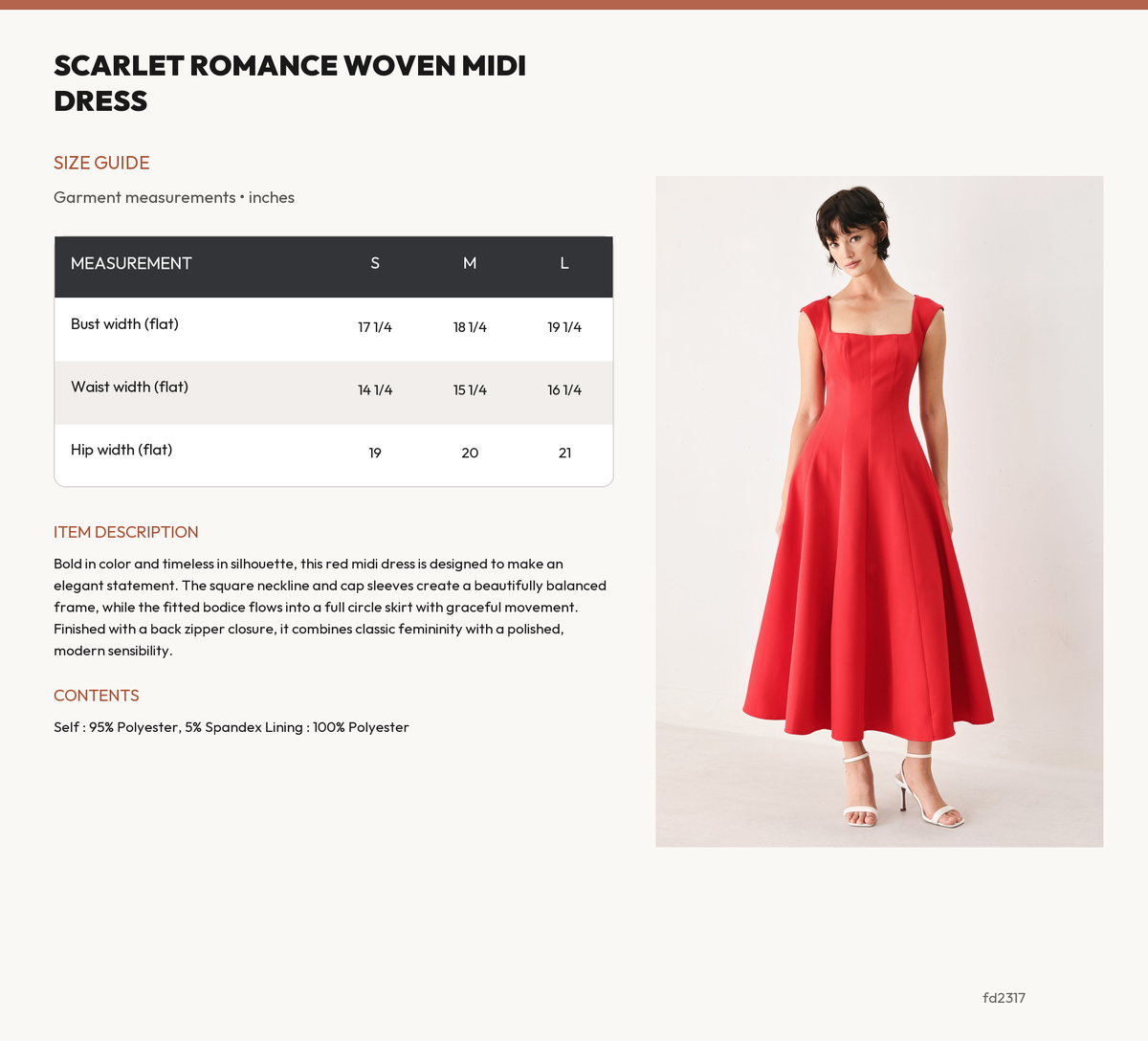 SCARLET ROMANCE WOVEN MIDI DRESS size chart