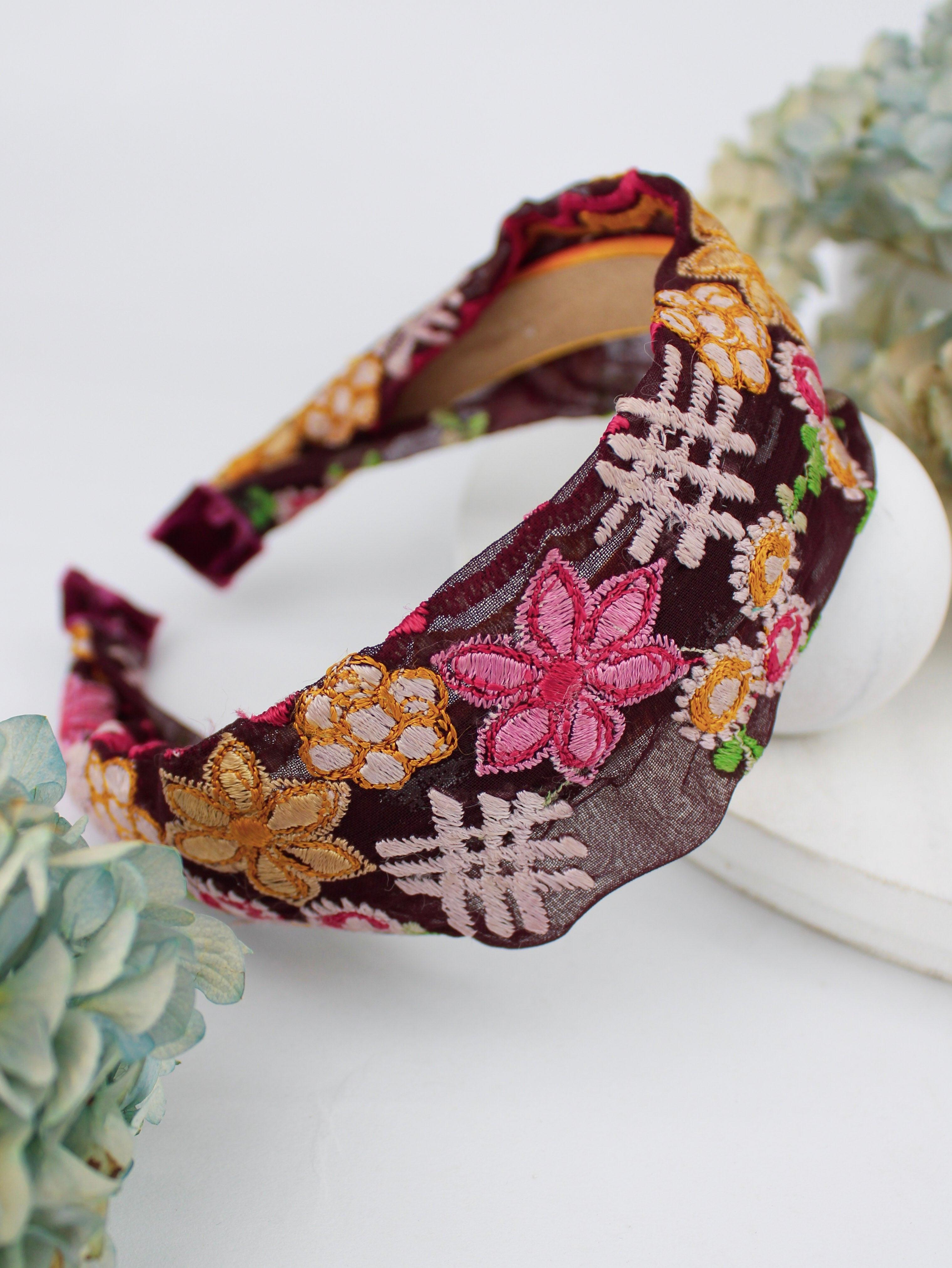Festival Flowers Embroidered Headband.