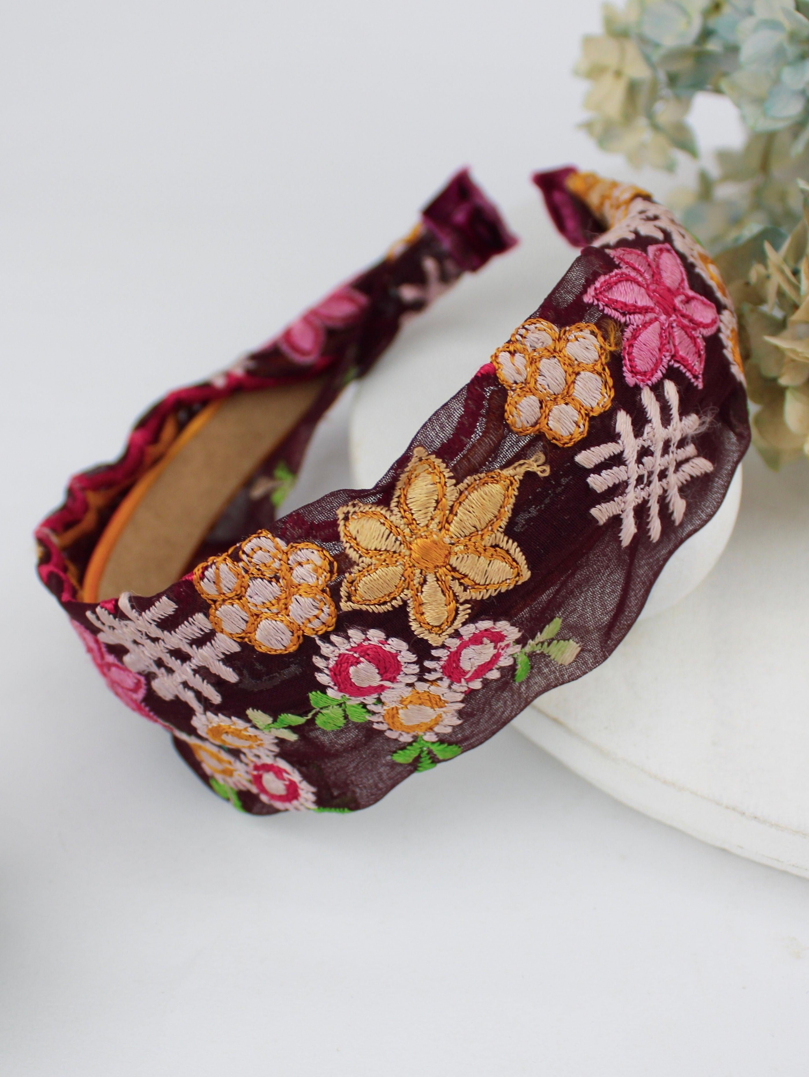 Festival Flowers Embroidered Headband.