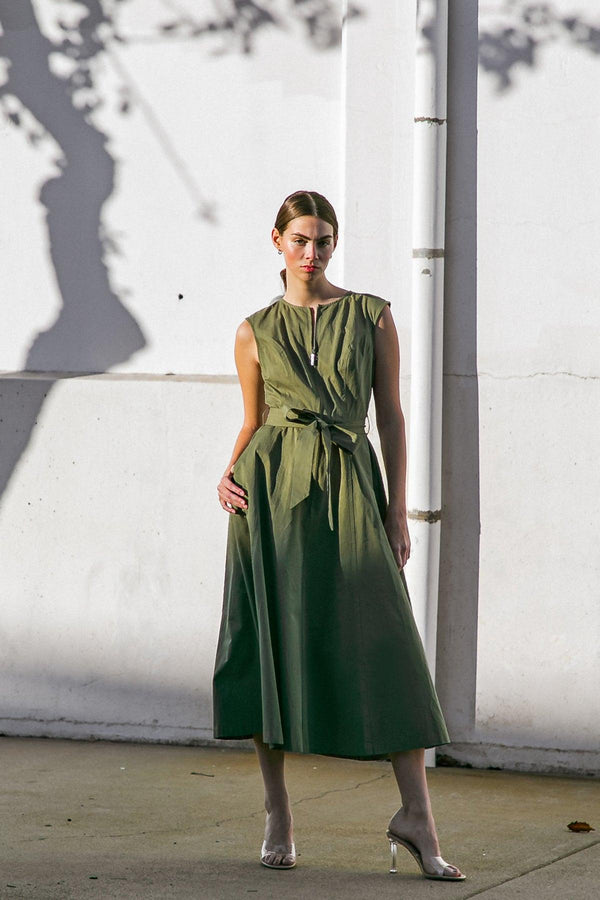 DELICATE DREAMS WOVEN MIDI DRESS.