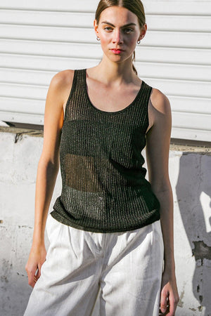 BLISSFUL LOVE WOVEN TANK TOP.