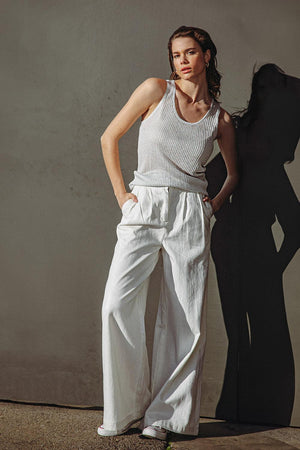 BLISSFUL LOVE WOVEN TANK TOP.