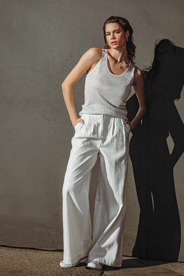 BLISSFUL LOVE WOVEN TANK TOP.