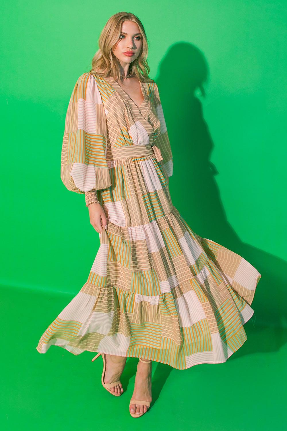 AFTERNOON DANCE WOVEN MIDI DRESS.