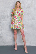 FREE ME TODAY FLORAL WOVEN MINI DRESS.