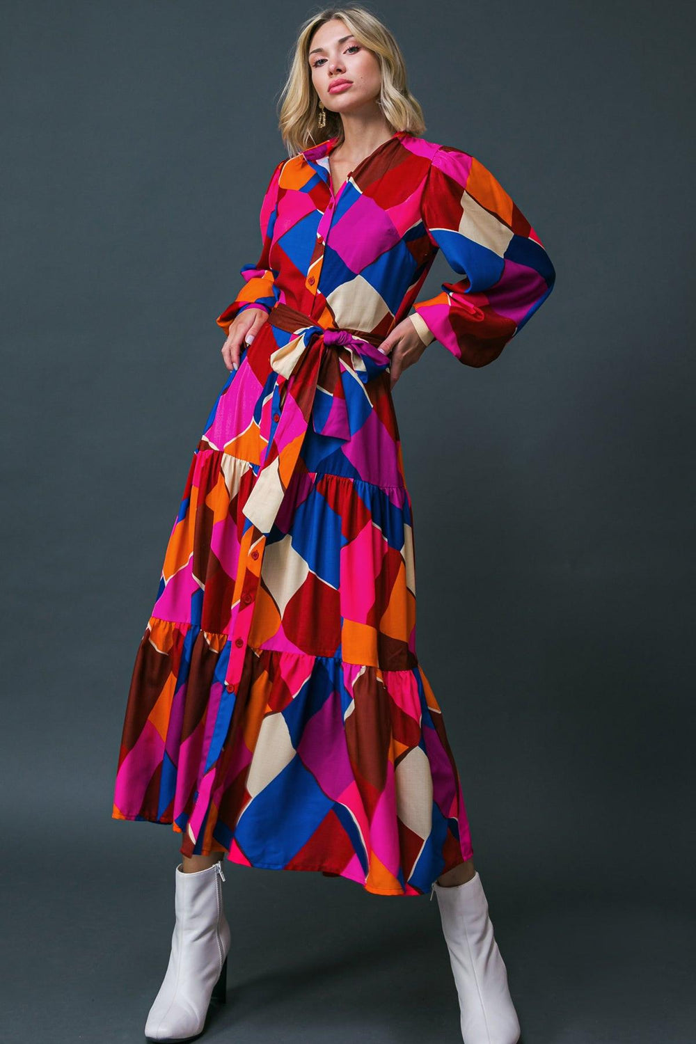 WISE WOMAN WOVEN MIDI DRESS.
