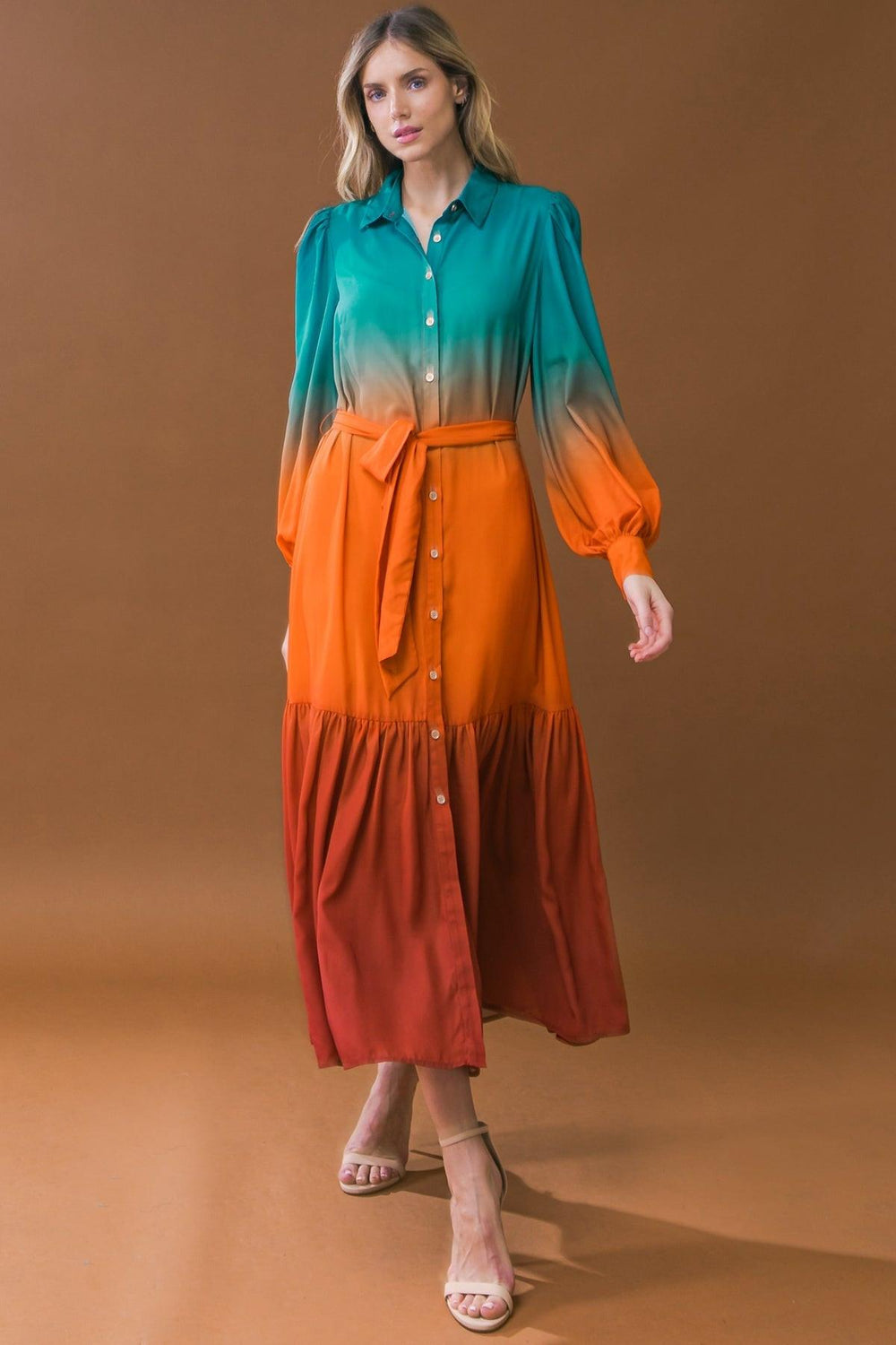 SHOW STOPPER WOVEN MIDI DRESS.