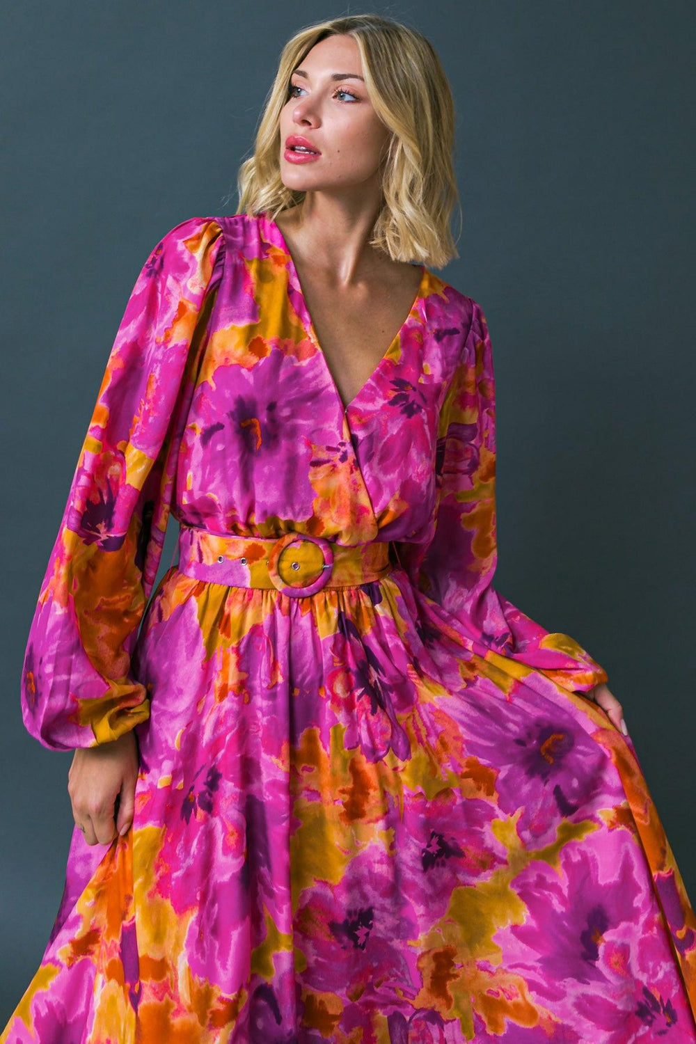 JUST WATCH ME WOVEN MIDI DRESS.