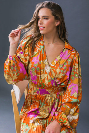 KEEP GETTING BETTER WOVEN MIDI DRESS.