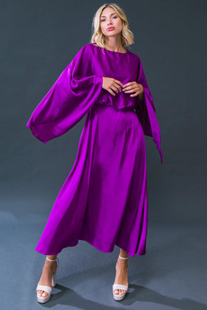 CAUGHT FEELINGS WOVEN MIDI DRESS.