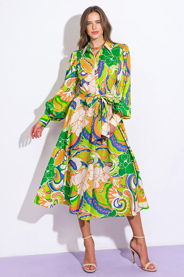DESIRABLE STYLE WOVEN MIDI DRESS.