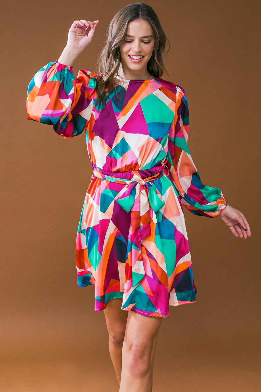EXCITED FOR THIS WOVEN MINI DRESS.