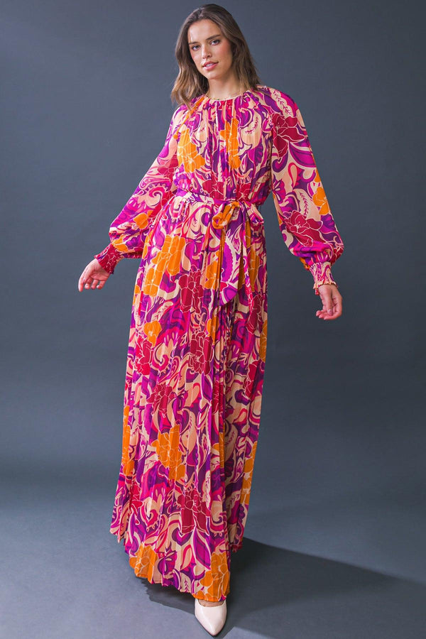 CHANGING LOCATIONS WOVEN MAXI DRESS.