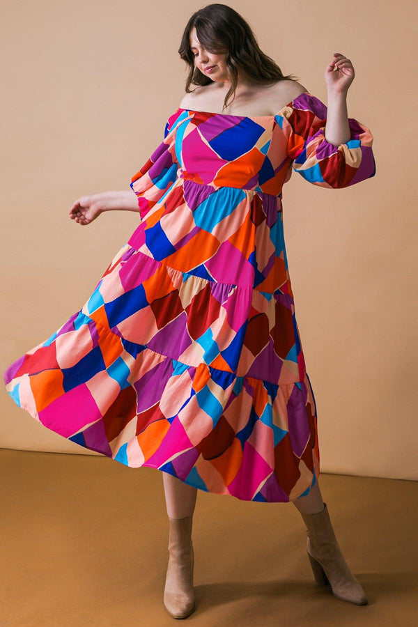 PULLING HEARTSTRINGS WOVEN MIDI DRESS.