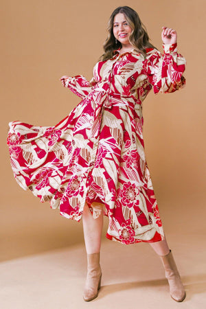HEART OF WOVEN MIDI DRESS.