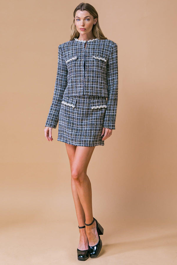 GUEST OF HONOR TWEED CROP JACKET.