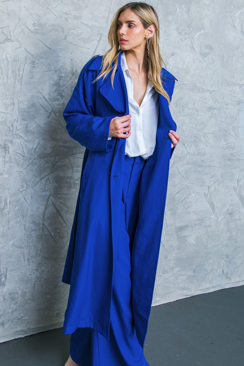 BOSS BABE WOVEN TRENCH COAT.