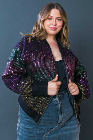ENTERTAIN ME SEQUIN BOMBER JACKET.