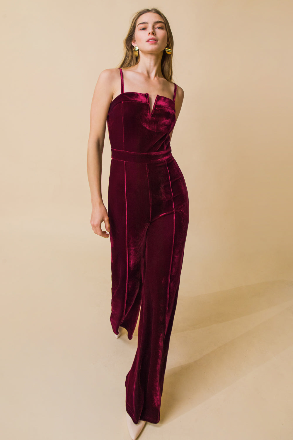 BLOW A KISS VELVET JUMPSUIT