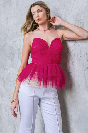 MUCH LOVE FUCHSIA WOVEN TOP.