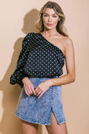 DRAWING CONCLUSIONS WOVEN TOP.