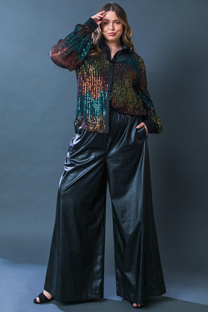 CAUSE A COMMOTION SEQUIN BLOUSE.