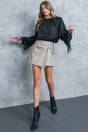A STEP AHEAD FAUX LEATHER SKORT.