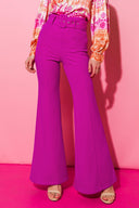 COUNTDOWN THE HOURS WOVEN FLARED PANTS.