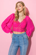 FOREVER EXQUISITE WOVEN TOP.