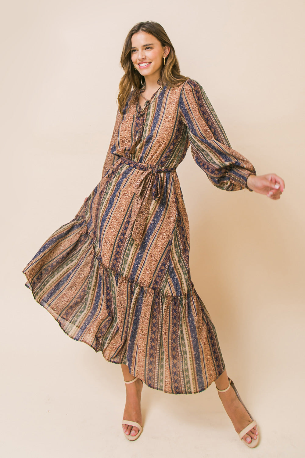 COVERED BY LOVE WOVEN MIDI DRESS