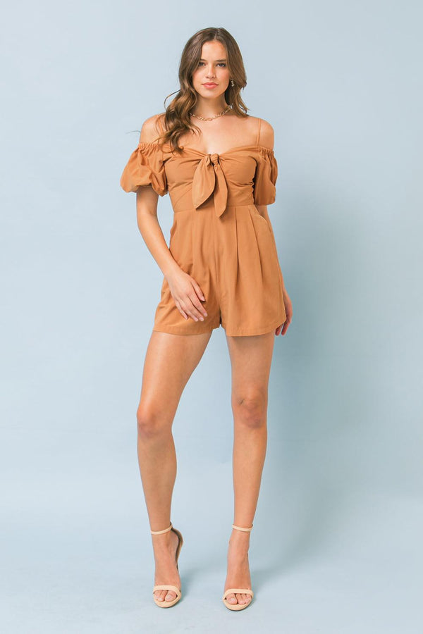 LOVE STROLLER WOVEN ROMPER.